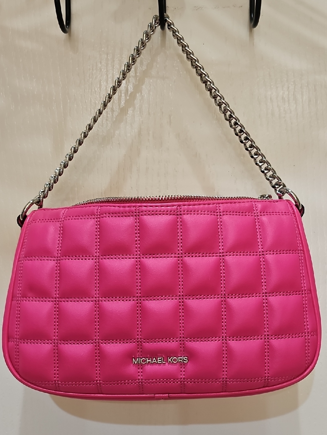 Euc Michael Kors Hot Pink Quilted Chain-Handle Shoulder Bag